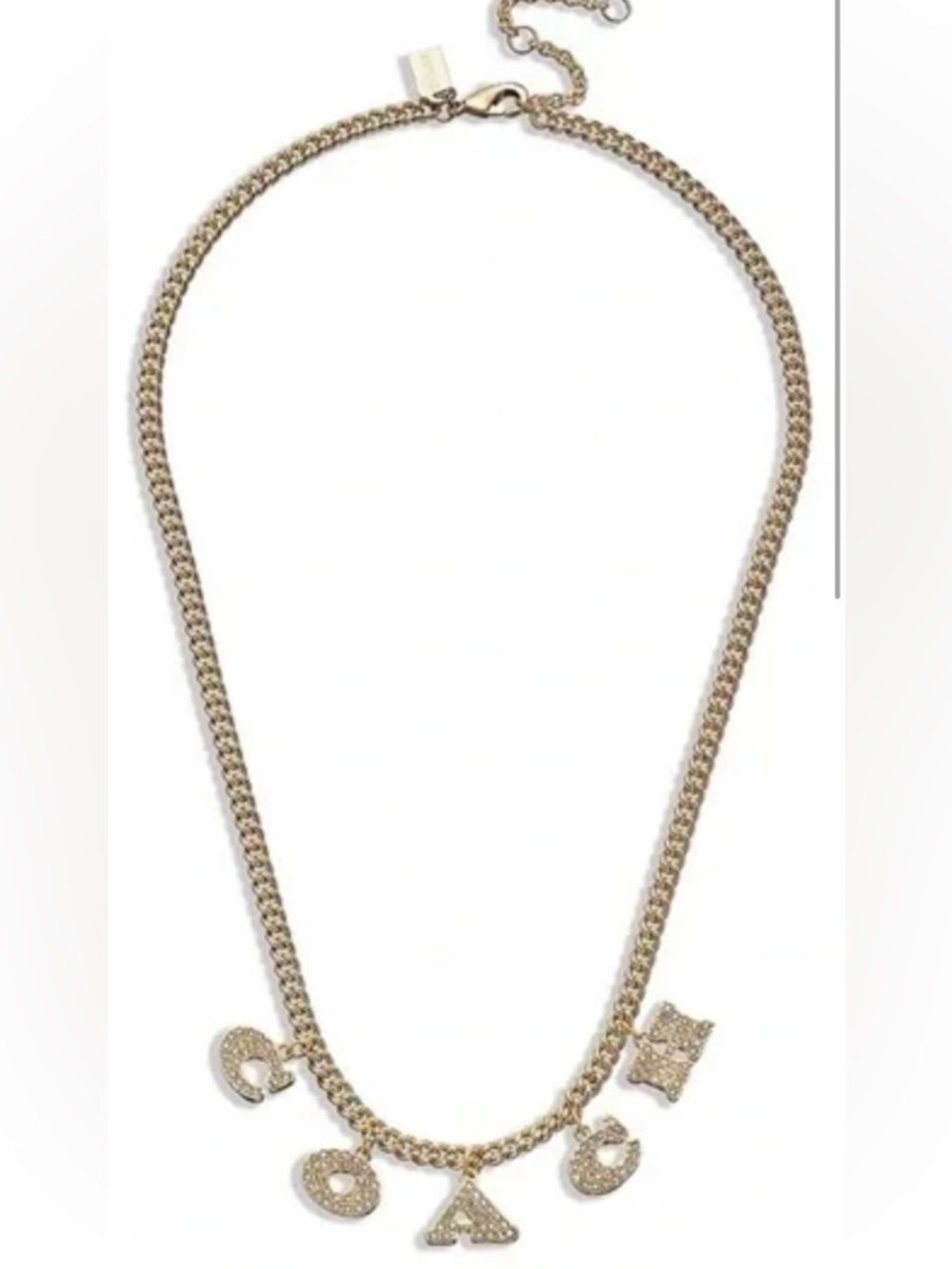 Coach Gold-Tone Pave Letter Charm Necklace